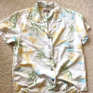 Tiki Safiari Look 100 Silk Pants and Top size Med top 12 pants